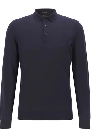 HUGO BOSS Mens Bono-L Polo Sweater in Dark Wool - Size Small