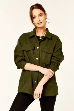 Gini London Womens Oversized Pocket Detail Shacket - - Size Small/Medium