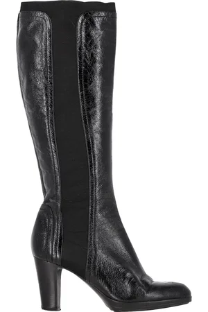 Sergio Rossi Pre-owned Womens Slip-On Knee-High Heeled Boots in Leather material_Leather - Size EU 38