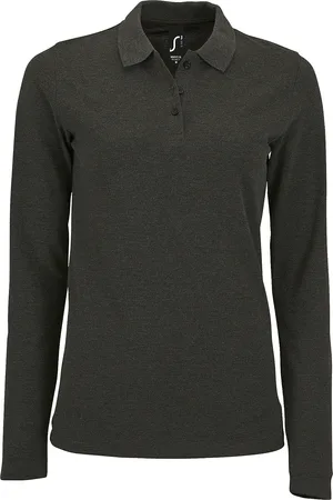 Sols Womens/Ladies Perfect Long Sleeve Pique Polo Shirt ( Marl) - Size 2XL