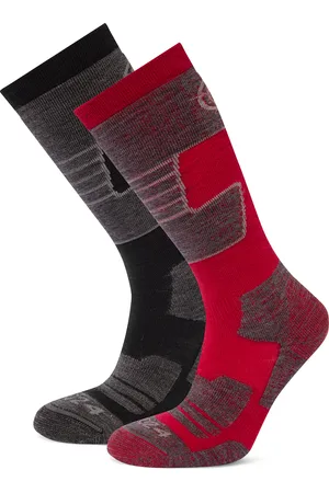 Tog 24 Linz 2 Pack Mens Ski Socks Black/Chilli Red Wool - Size Large