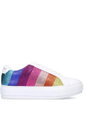 Kurt Geiger Womens Leather Laney Stripe Crystal Sneakers - Leather (archived) - Size UK 6