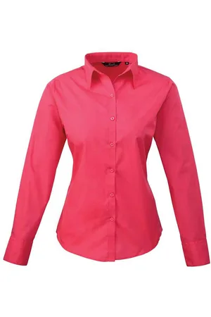 Premier Womens/Ladies Long-Sleeved Shirt (Hot ) - Size 6 UK