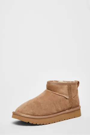 Quiz Womens Faux Suede Diamante Ankle Boots - Size UK 5