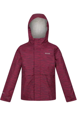 Regatta Childrens Unisex Childrens/Kids Bambee Zebra Print Waterproof Jacket (Dark Pimento) - - Size 11-12Y