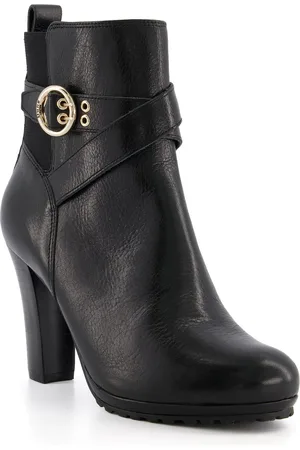 Dune Womens Ladies Oreana - Buckle-Detail Leather Heeled Ankle Boots - Leather (archived) - Size UK 8