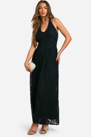 Boohoo Womens Halter Neck Lace Maxi Dress - - Size 8 UK