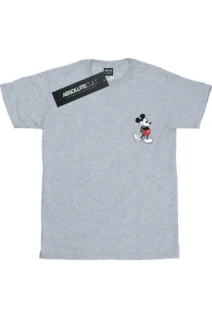 Disney Mens Mickey Mouse Kickin Retro Chest T-Shirt (Sports Grey) - Cotton - Size 2XL