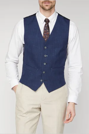 Scott Mens Linen Blend Textured Waistcoat - Size 40 Regular