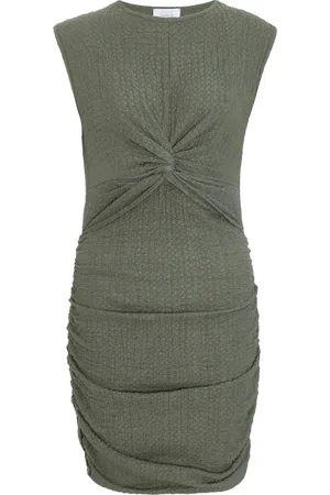 Quiz Womens Khaki Popcorn Knot Front Bodycon Mini Dress - - Size 4 UK