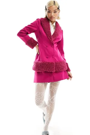 Labelrail Womens x Dyspnea button through a-line mini skirt co-ord in magenta- - Size 6 UK