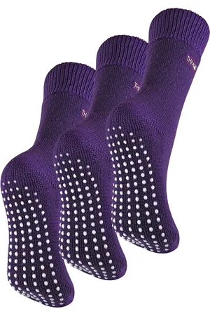 THMO 3 Pair Womens Fleece Lined Breathable Slipper Socks - - Size UK 4-8