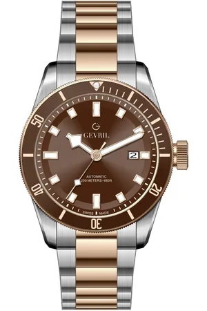 Gevril Mens Yorkville Swiss Automatic Sellita SW200 Brown Dial Two Tone Watch - - One Size