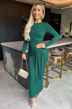 Ax Paris Womens Long Sleeve Sash Bodycon Midi Dress - Size 14 UK