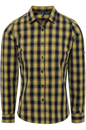 Premier Womens/Ladies Mulligan Checked Long-Sleeved Shirt ( /Navy) - Size Small
