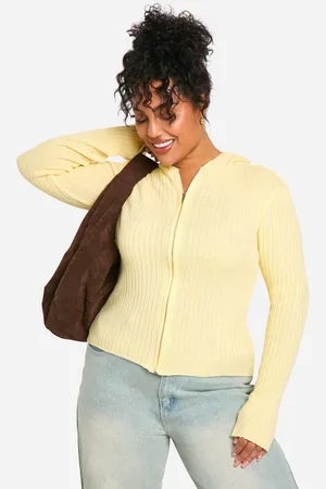 Boohoo Womens Plus Knitted Rib Zip Through Hoodie - - Size 22 UK