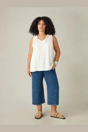 Live Unlimited London Womens Ivory Ruffle Neck Blouse - - Size 12 UK