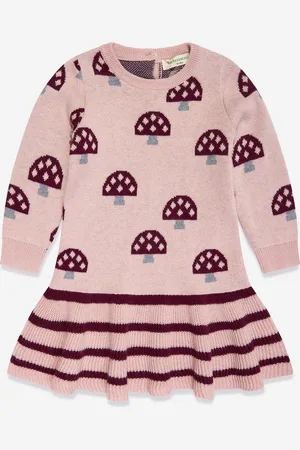 THE BONNIE MOB Girls Sage Mushroom Knit Dress in - Size 4-5Y