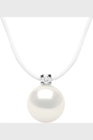 Diadema Womens - Necklace - Nylon - Freshwater Pearl and Real Diamond - One Size