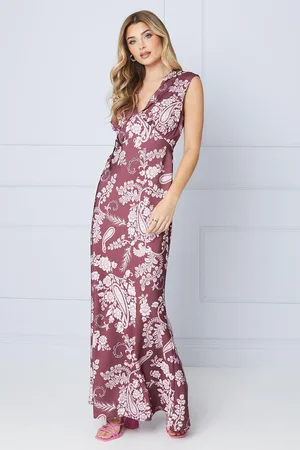 Oasis Womens Occasion Satin Open Back Maxi Dress - - Size 10 UK