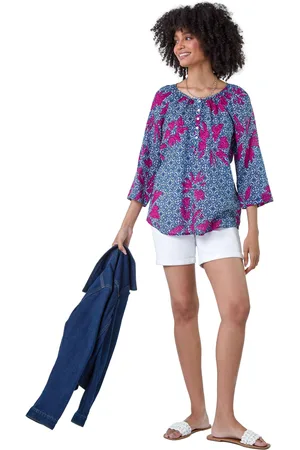 Roman Womens Floral Tile Print Top - - Size 10 UK