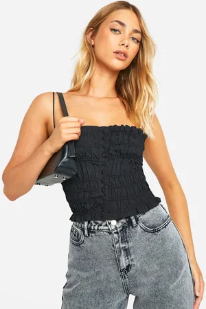 Boohoo Womens Shirred Jean Grazer Cami Top - - Size 10 UK