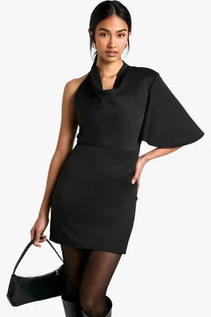 Boohoo Womens High Cowl Asymmetric Mini Dress - - Size 12 UK