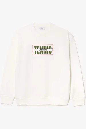 Lacoste Womens Oversized Tennis Print Fleece Jogger Sweatshirt in - Size 6 UK