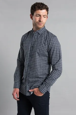 French Connection Mens Cotton Long Sleeve Floral Shirt - Size Large