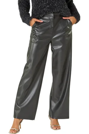 Roman Womens Faux Leather Wide Leg Trouser - - Size 20 UK