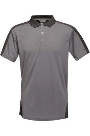 Regatta Mens Contrast Coolweave Polo Shirt (Seal /Black) - Size 2XS