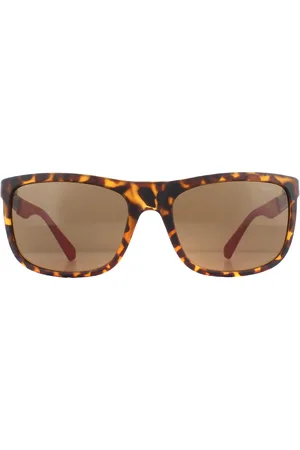 Guess Rectangle Mens Dark Havana Polarized Sunglasses - One Size