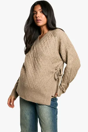 Boohoo Womens Maternity Soft Cable Knitted Wrap Cardigan - - Size 14 UK