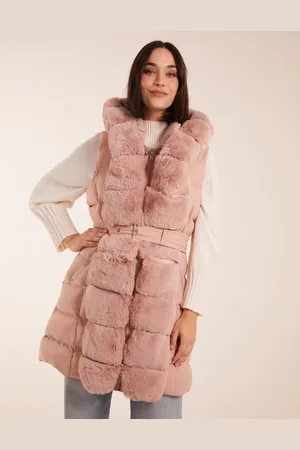 Blue Vanilla Womens Faux Fur Detail Gilet - - Size Large