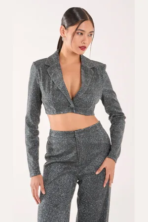 Pink Vanilla Womens Glitter Cropped Blazer - - Size 6 UK