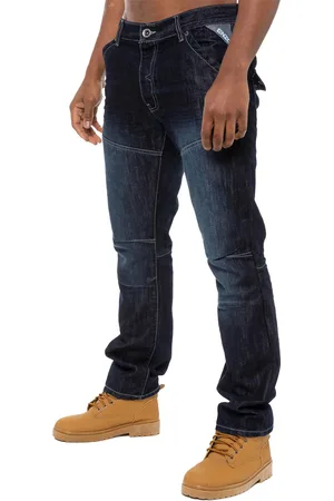 Enzo Mens Denim Jeans Straight Leg - Dark Polycotton - Size 36W/32L