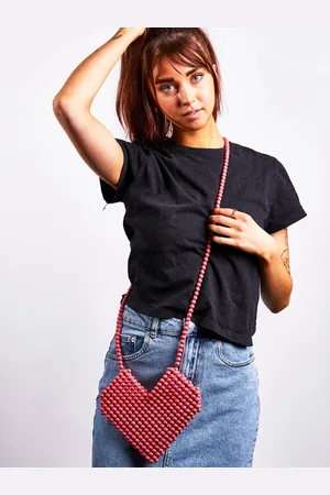 SVNX Womens Beaded loveheart cross body bag in vintage - One Size