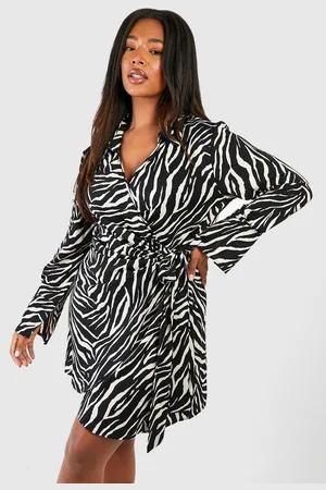 Boohoo Womens Plus Zebra Print Wrapped Dress - - Size 26 UK