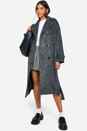 Boohoo Womens Brushed Oversized Wool Look Coat - - Size 10 UK
