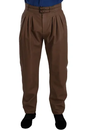 Dolce & Gabbana Mens Leather Tapered High Waist Pants - - Size IT 48 (Men