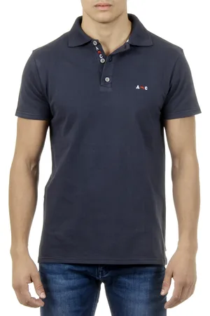 Andrew Charles By Andy Hilfiger Mens Polo Short Sleeves Dark Blue SEFU - Cotton - Size X-Large