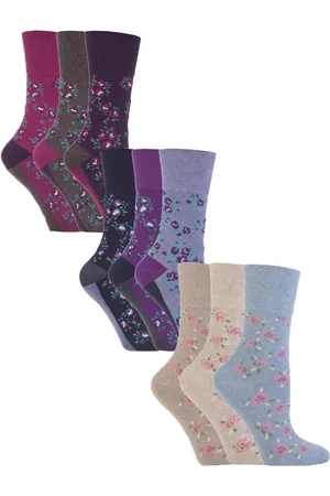 Gentle Grip 9 Pair Multipack Ladies Cotton Crew Non Elastic Socks