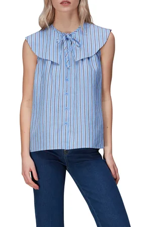 Whistles Womens Maggie Stripe Collar Top - - Size 8 UK