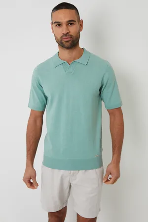 Threadbare Mens Pale Trophy Neck Short Sleeve Knitted Polo - Size Small