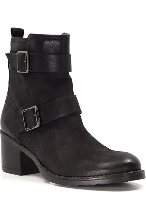 Dune Womens Ladies Poser - Buckle-Detail Ankle Boots - Leather (archived) - Size UK 3