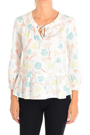 Benetton Womens Long sleeve open collar shirt 5YR55Q945 woman - Cotton - Size X-Small