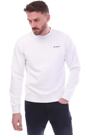 OFF-WHITE Mens Off White Wave Outline Diagonal Slim Crewneck Sweatshirt in Black - Cotton - Size 2XL