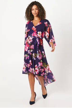 wallis Womens Occasion Drop Hem Belted Midaxi Dress - - Size 14 UK