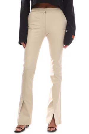 OFF-WHITE Womens Off White Corporate Slim Tailored Pants in Leather - Size 8 UK
