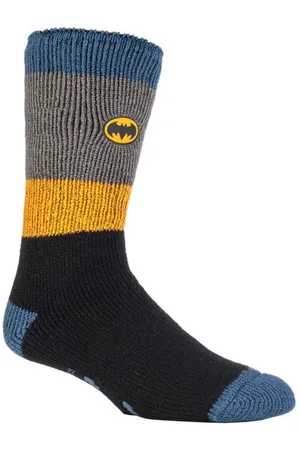 Heat Holders Mens Film & TV Themed Thermal Slipper Socks - Batman - Nylon - Size UK 6-11